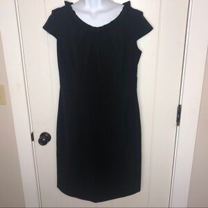 Sandra Darren‎ Black Dress w/Ruffle Neck Women's 12